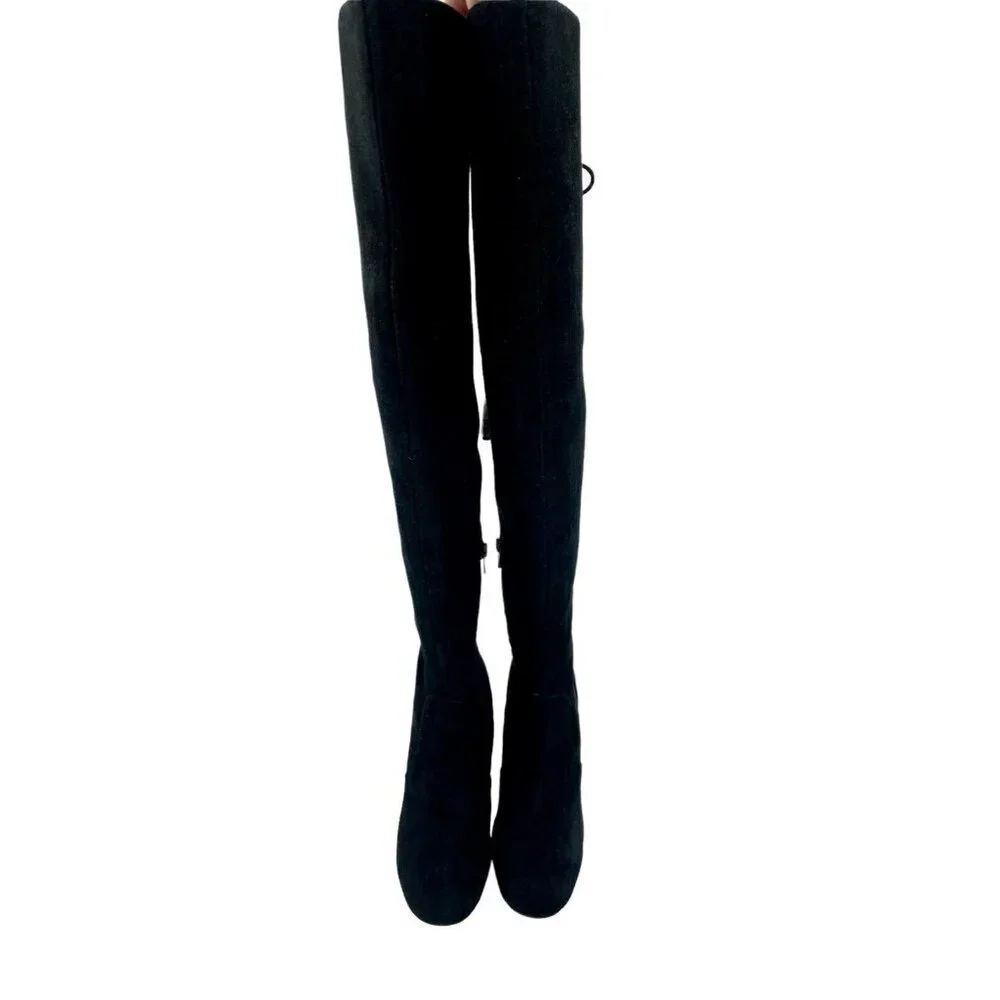 Vince Camuto Cherline Black Suede Leather Over the Knee Boots SZ 6 New